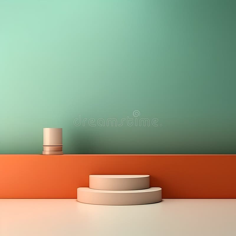 3d rendering of abstract geometric forms. Minimal scene with podiums. royalty free illustration