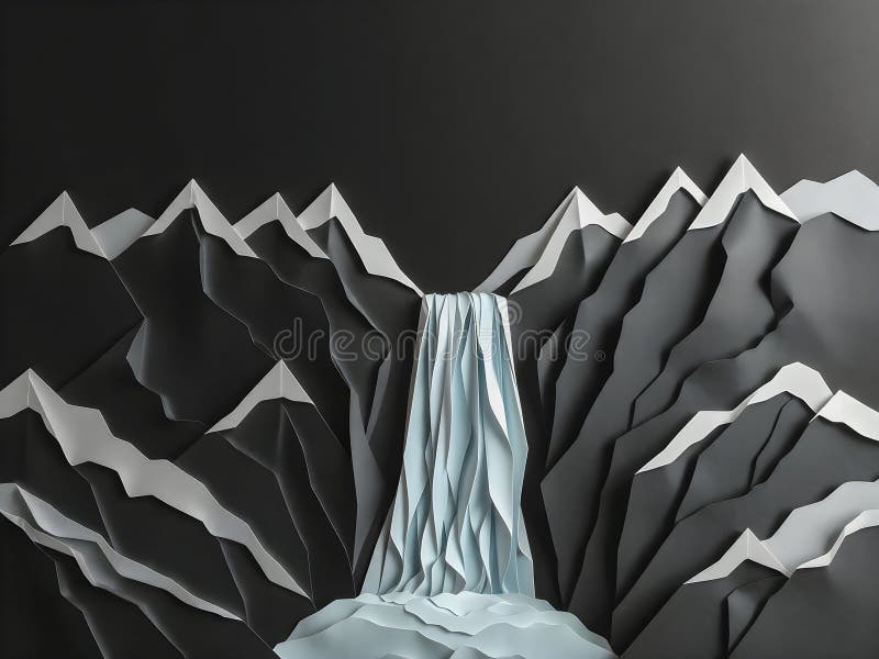 3d rendering of abstract geometric shapes in the form of a waterfall royalty free illustration