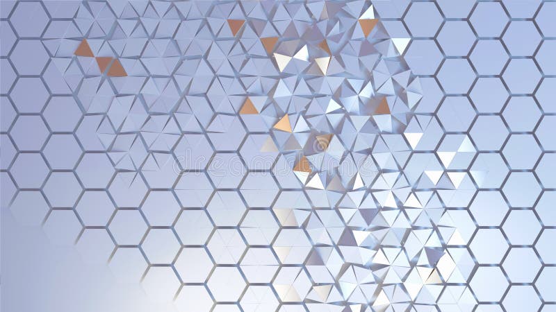 Scattered hexagon geometric perspective grid vector illustration