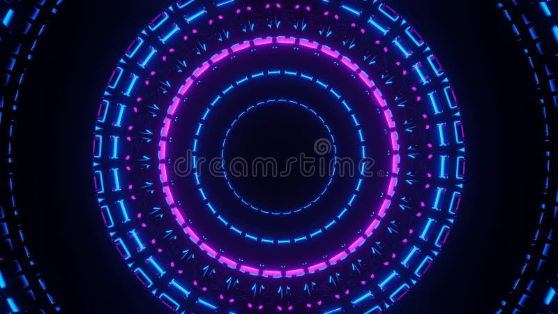 3d rendering abstract illustration of blue and pink neon circles vector illustration