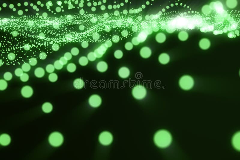 3d rendering abstract landscape background. Cyberspace grid. 3d technology, Flow, Wave, Green Lines and dots. vector illustration