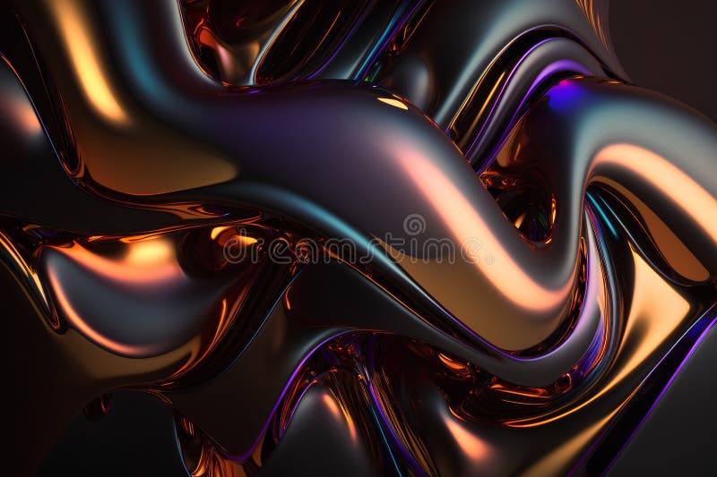 3d rendering of abstract metallic wavy background. Computer digital drawing. stock illustration