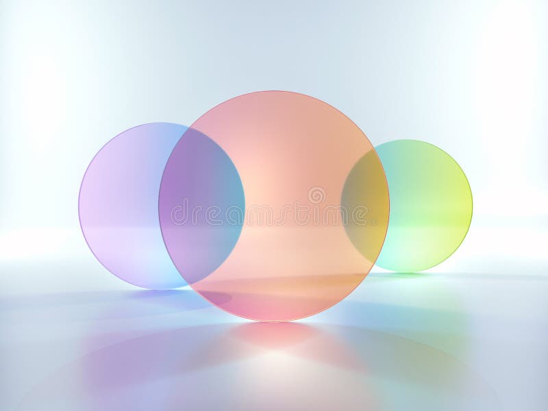 3d rendering, abstract modern minimal background with colorful translucent round glass shapes, simple geometric shapes vector illustration