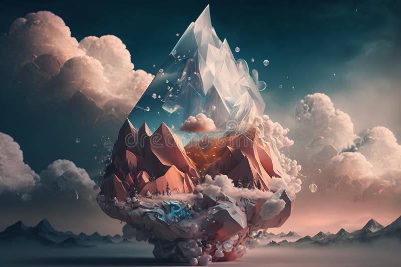 3d rendering of abstract mountain landscape with polygonal shape. royalty free illustration