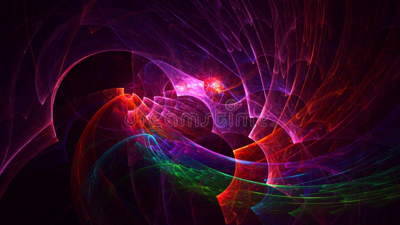 3D Rendering Abstract Multicolor Fractal Light Background Stock
