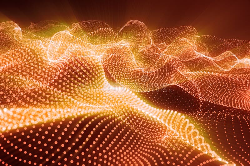 3d rendering abstract polygonal low poly wave background with connecting dots and lines. Abstract Flow. Connection royalty free illustration