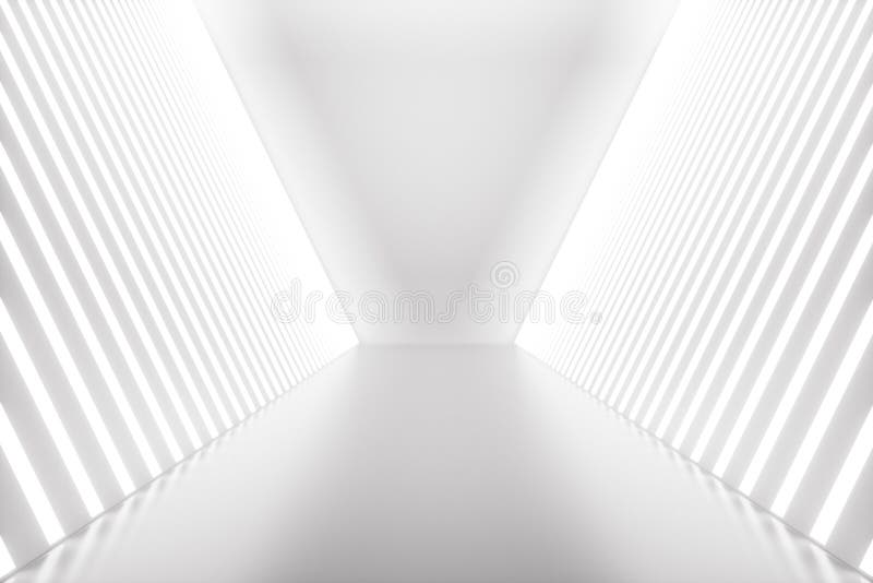 3D rendering abstract room interior with neon lights. Futuristic architecture background. Mock-up for your design stock illustration