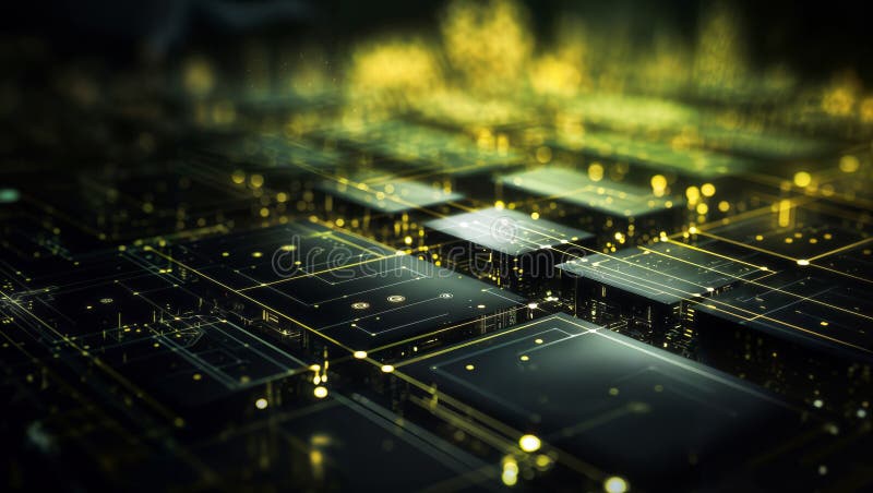 3d rendering of abstract technology background. Computer digital image with circuit board. , generative ai stock illustration