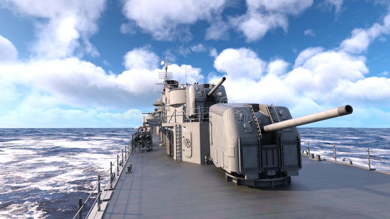 3d renderização do navio de aegis ilustração do vetor