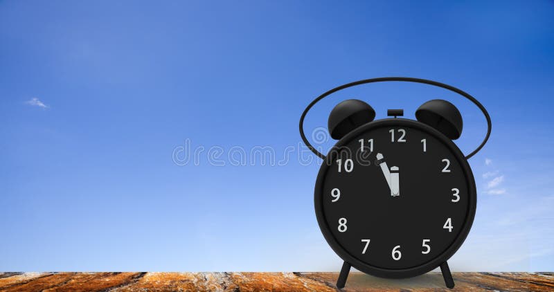 3d rendering of alarm clock with little minutes to twelve o`cloc royalty free stock photography