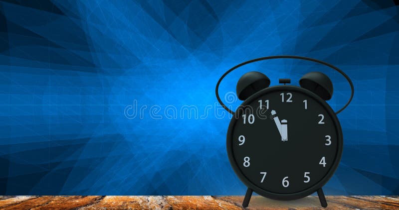 3d rendering of alarm clock with little minutes to twelve o`cloc royalty free stock images