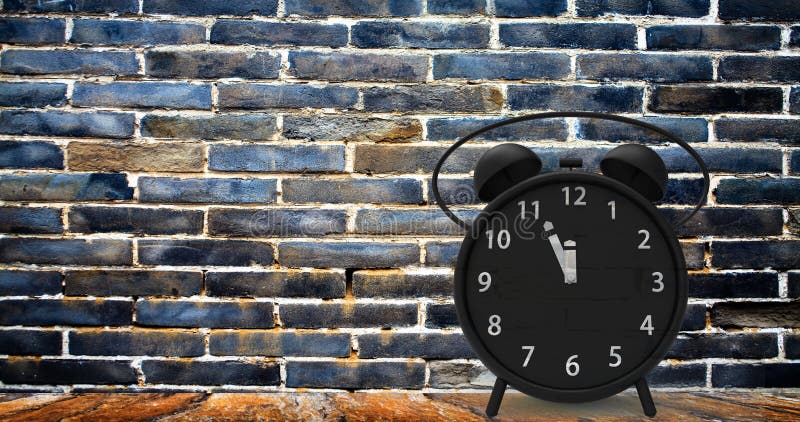 3d rendering of alarm clock with little minutes to twelve o`cloc royalty free stock photos