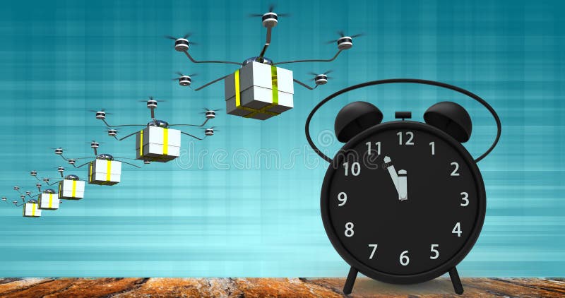 3d rendering of alarm clock with little minutes to twelve o`cloc royalty free stock photography