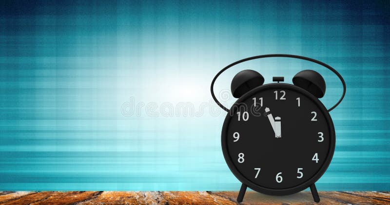 3d rendering of alarm clock with little minutes to twelve o`cloc royalty free stock photo