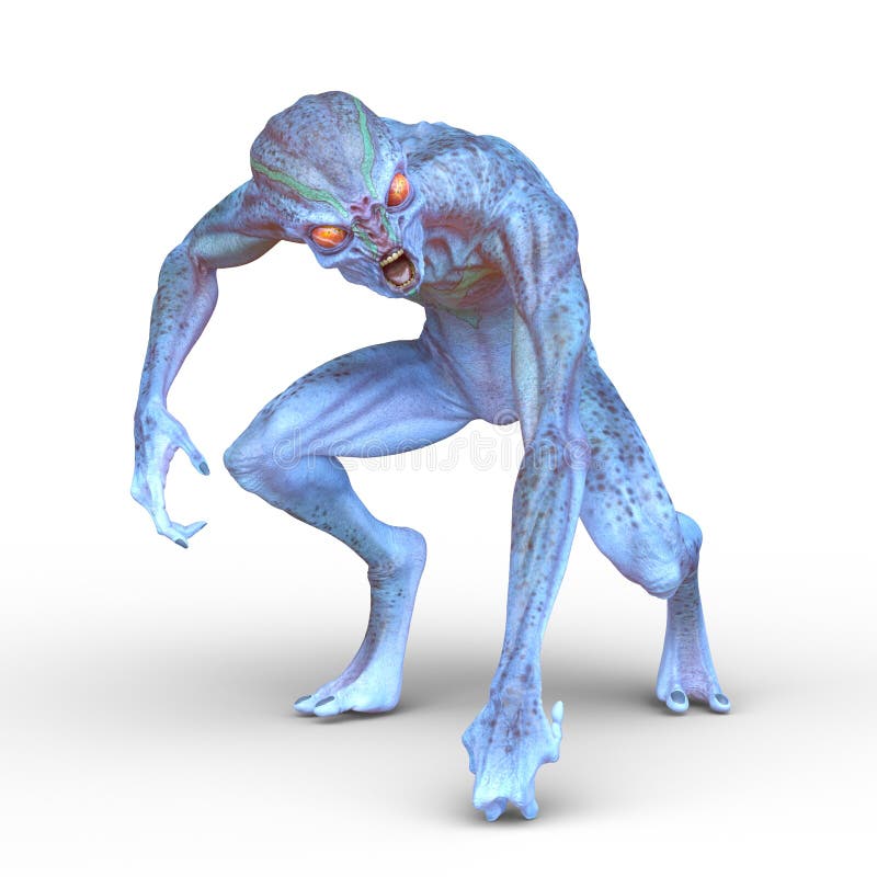 3D rendering of alien monster stock illustration