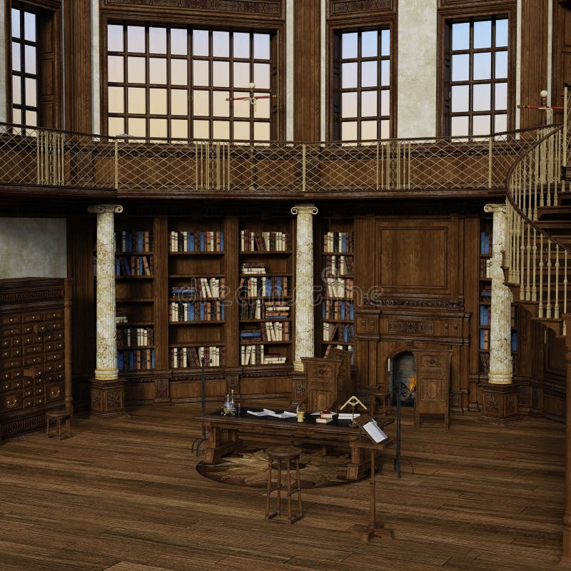 3D Rendering Antique Library royalty free illustration