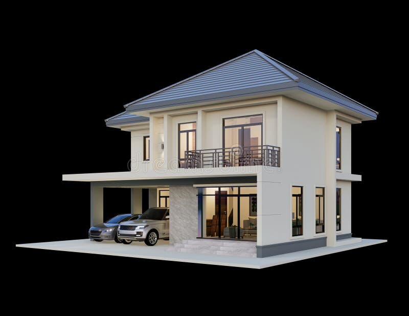 3D Rendering Architektur Moderne Stil zweistöckiges Haus lizenzfreie abbildung