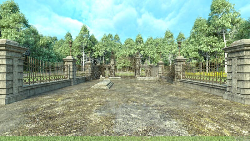 3d-rendering av kyrkogården vektor illustrationer