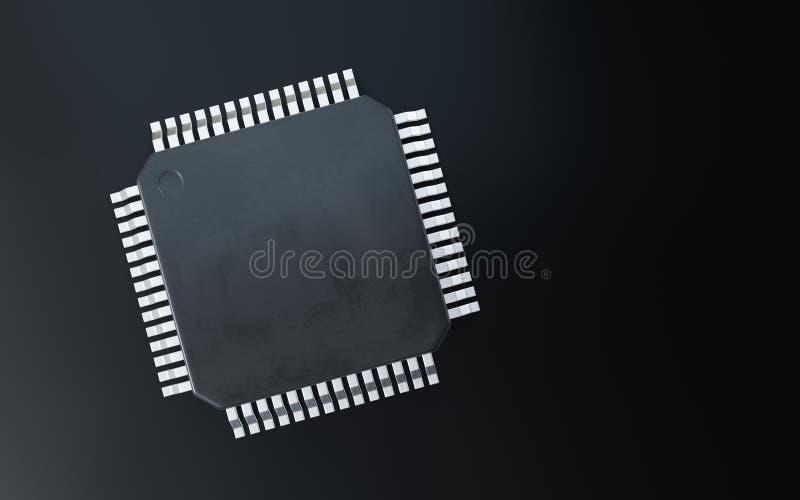 3d-rendering av mikrochip eller halvledarchip för databehandling vektor illustrationer