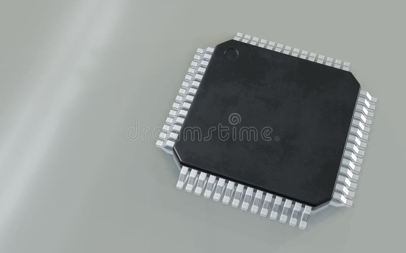 3d-rendering av mikrochip eller halvledarchip för databehandling vektor illustrationer