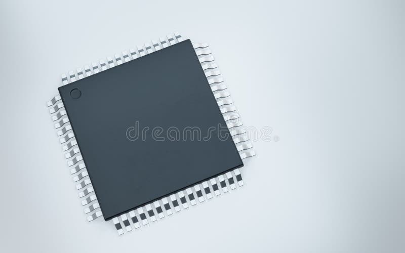 3d-rendering av mikrochip eller halvledarchip för databehandling vektor illustrationer