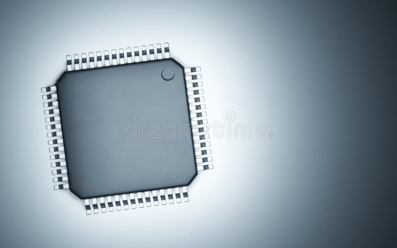 3d-rendering av mikrochip eller halvledarchip för databehandling vektor illustrationer