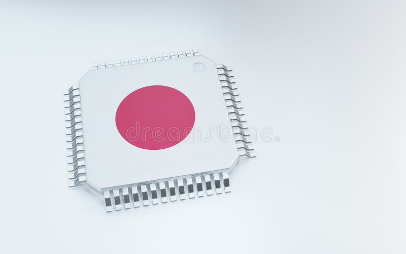 3d-rendering av mikrochip eller halvledarchip för databehandling royaltyfri illustrationer