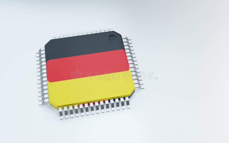 3d-rendering av mikrochip eller halvledarchip för databehandling royaltyfri illustrationer