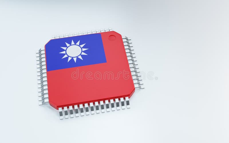 3d-rendering av mikrochip eller halvledarchip för databehandling stock illustrationer