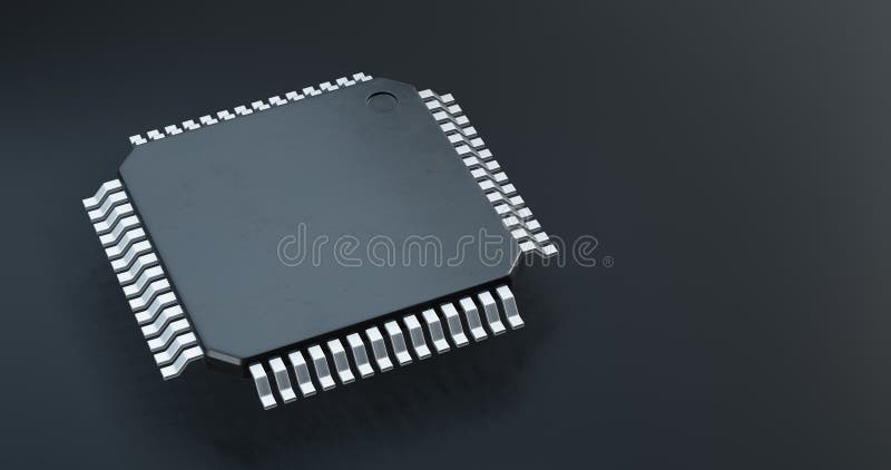 3d-rendering av mikrochip eller halvledarchip med landflaggor för försörjningskedjans koncept stock illustrationer