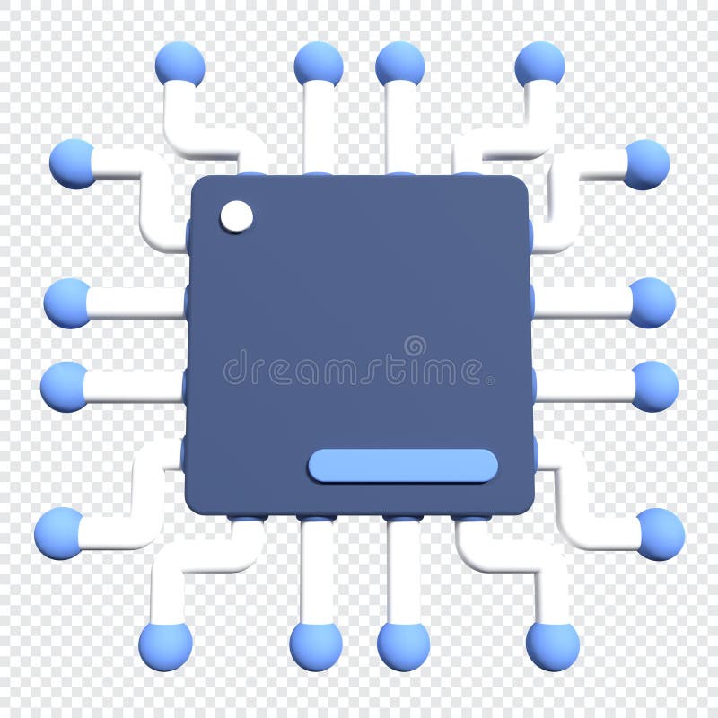 3d-rendering av 3d-processorchip för mikrochip eller halvledarchip. isolerad 3d-rendering av centralprocessorenhet för cpu stock illustrationer