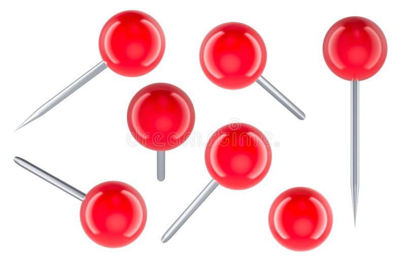 3D-rendering av runda huvud Push Pins royaltyfri illustrationer