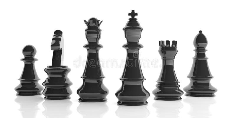 3d rendering basic chess set on white background