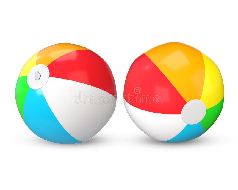 3d redarea vizualizării frontale și retrovizoare a mingii de pe plajă, izolate pe un fișier de fundal alb, adaugă un fundal transp stock illustration