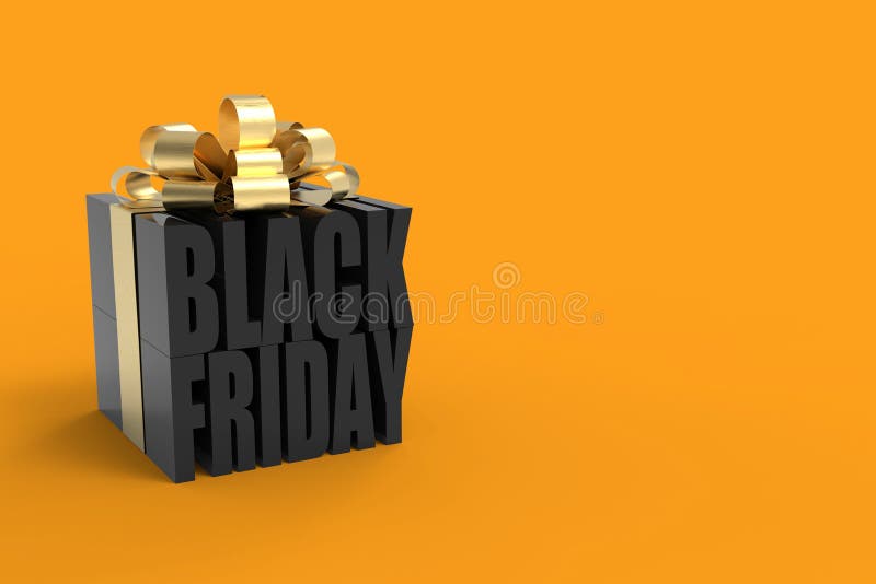 3D rendering - black Friday box on orange background vector illustration