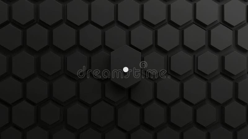 A 3D rendering of a black hexagonal grid with a white circle in the center. royalty free illustration