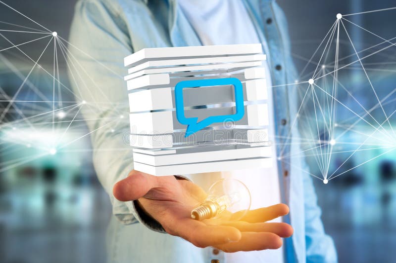 3D rendering Blue Email symbol displayed in a sliced cube royalty free stock photos