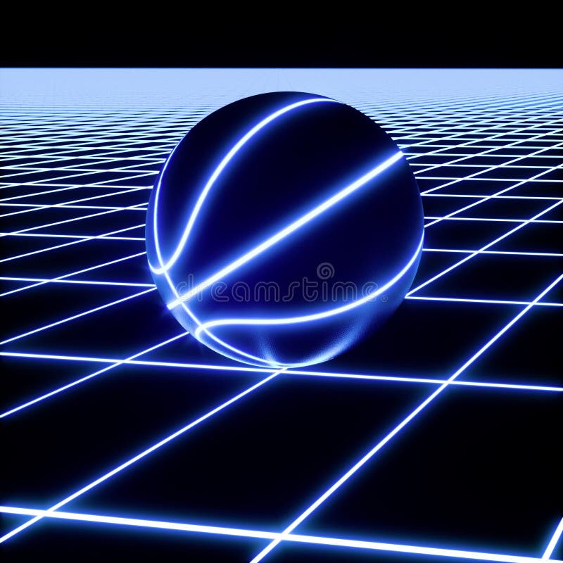 Blue Neon Basketball Ball On Crisscross Pattern Floor Wallpaper Stock Illustration Illustration Of Madness Neon 150954529