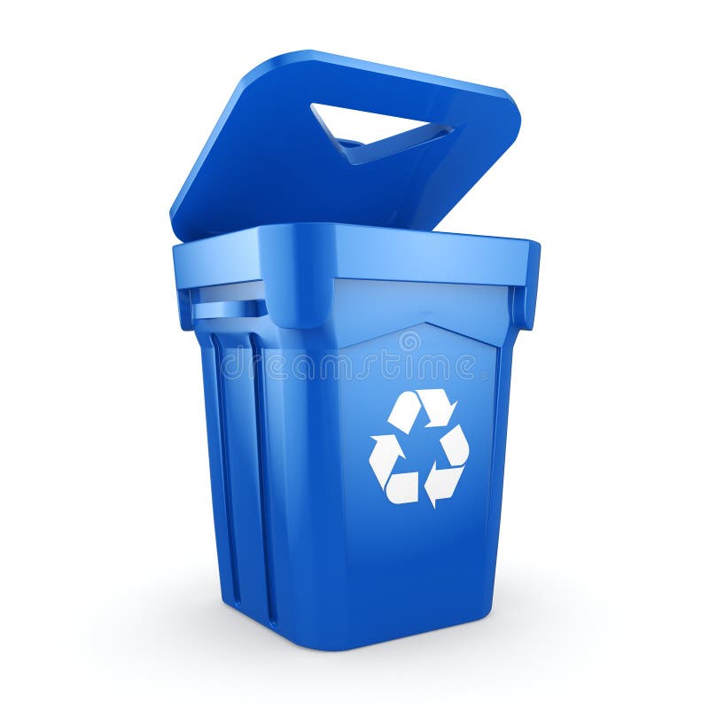 3D rendering Blue Recycling Bin vector illustration