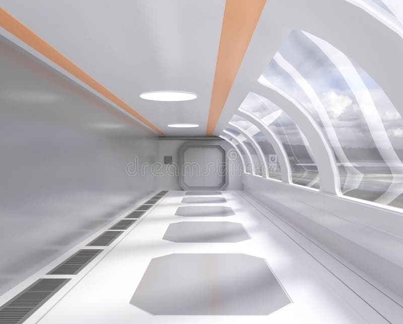 3d rendering bright futuristic tunnel with window and outside view,hallway,spaceship royalty free illustration 3d rendering bright futuristic tunnel with window and outside view,hallway,spaceship royalty free illustration