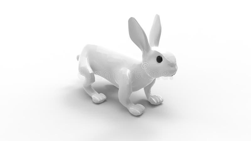3D rendering of a bunny rabbit isolated in empty space background royalty free illustration