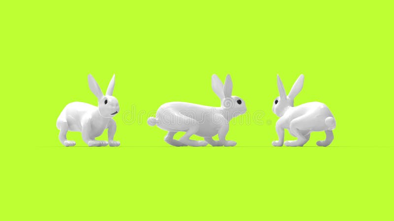 3D rendering of a bunny rabbit isolated in empty space background royalty free illustration