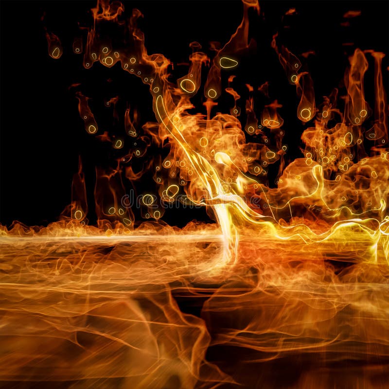 3D Rendering of Burning Liquid Fuel Splah on Fire and Flame Stock