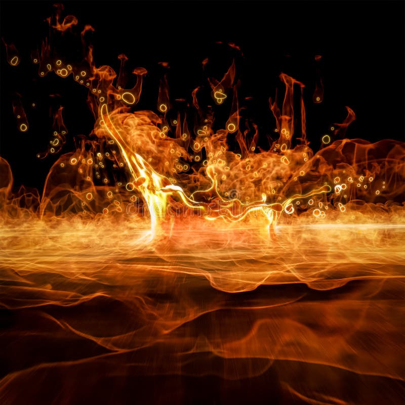3D Rendering of Burning Liquid Fuel Splah on Fire and Flame Stock