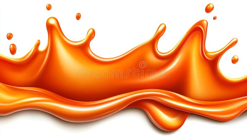 A 3D rendering of Caramel Swirl Splash, isolated on a transparent background, featuring liquid, coffee, caramel, and vector illustration
