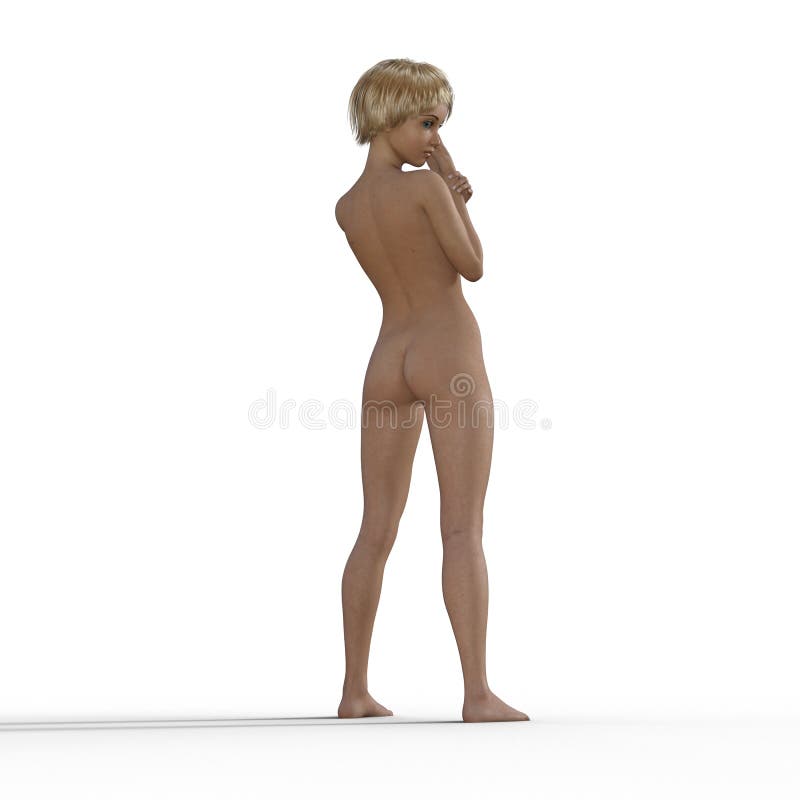 D Rendering Of Cartoon Girl Standing Nude Stock Photo Illustration Of Rendering Lady