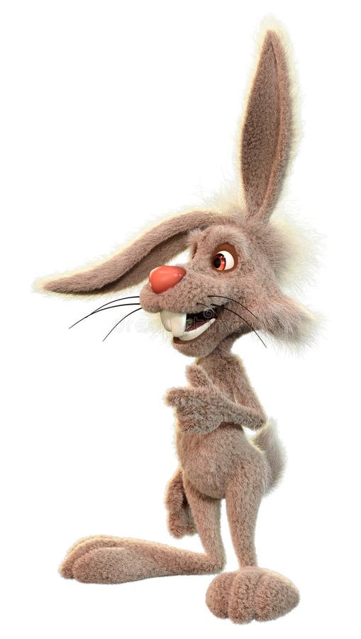3D Rendering Cartoon Rabbit on White royalty free illustration