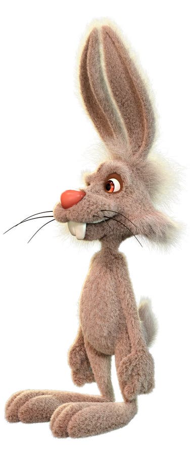3D Rendering Cartoon Rabbit on White vector illustration