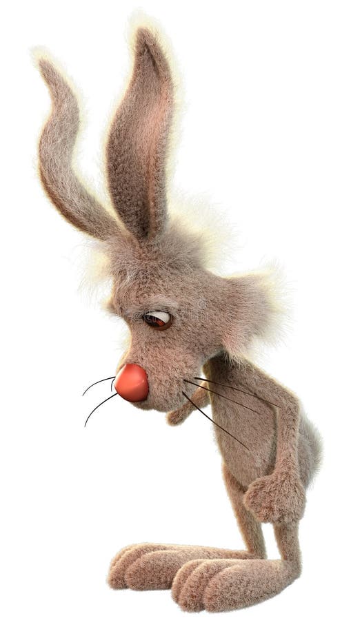 3D Rendering Cartoon Rabbit on White stock illustration