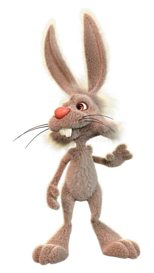 3D Rendering Cartoon Rabbit on White vector illustration
